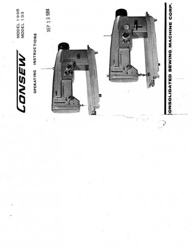 CONSEW 199R-133 Sewing Machine Instruction Manual - User Manual - Complete User Guide - English