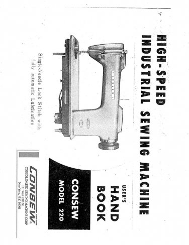 CONSEW 220 Sewing Machine Instruction Manual - User Manual - Complete User Guide - English