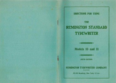 Remington 10-11 Typewriter Instruction Manual - User Manual - Complete User Guide