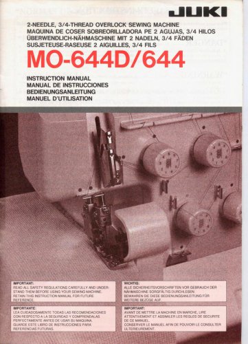 Juki MO644 644D Sewing Machine Instruction Manual - User Manual - Complete User Guide