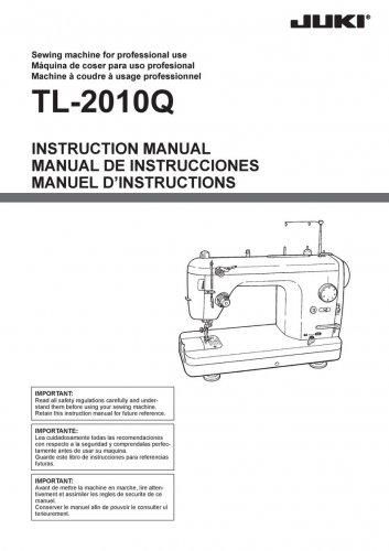 Juki TL2010Q Sewing Machine Instruction Manual - User Manual - Complete User Guide