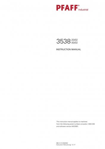 PFAFF 3538 Sewing Machine Instruction Manual - User Manual - Complete User Guide - English