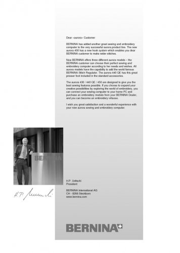 BERNINA aurora 430 - 440 - 450 Sewing Machine Instruction Manual - User Manual - Complete User Guide