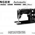 Singer 306k 306w Sewing Machine User Manual Instruction Manual User Guide