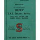 Singer BAK Electric Motor Instructions - Instruction Manual - User Manual - English