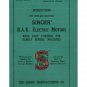 Singer BAK Electric Motor Instructions - Instruction Manual - User Manual - English