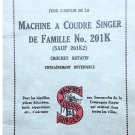 Singer 201k - 201k2 Manuel d'instruction de la machine à coudre - Manuel de l'utilisateur - Guide d