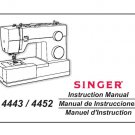 Singer 4443 - 4452 Sewing Machine Instruction Manual - User Manual - Complete User Guide - English -