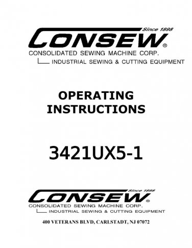 CONSEW 3421UX5-1 Series Sewing Machine Instruction Manual - User Manual - Complete User Guide - Engl