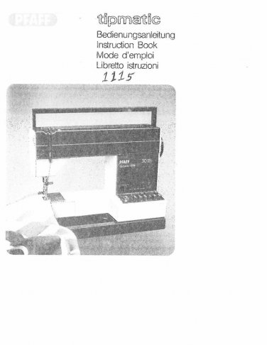 Pfaff Tipmatic_1115 Sewing Machine Instruction Manual - User Manual - Complete User Guide - English