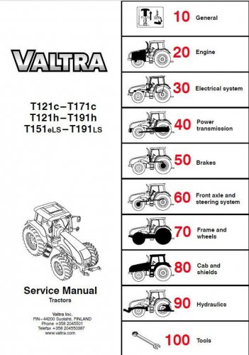 Valtra T121c - T171c - T121h - T191h - T151els - T191ls Service Manual - Workshop Manual - English