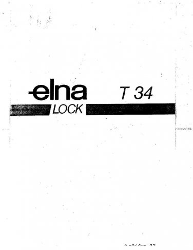 Elna T34 Sewing Machine Instruction Manual - User Manual - Complete User Guide
