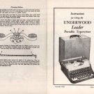 Underwood Leader Typewriter Instruction Manual - User Manual - Complete User Guide