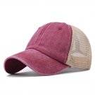 Mesh Hat Baseball Cap Unisex Hat Adjustable Trucker Cap Burgundy