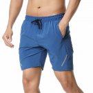 Mens Running Shorts Fitness Shorts Sport Short Blue Basketball Shorts