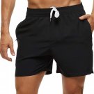 Men's Swim Trunks Beach Shorts Drawstring with Mesh Elastic Breathable Casual Black Shorts