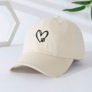 Print Heart Love Embroidered Low Profile Soft Baskeball Cap Beige Cap
