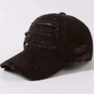 Ripped Rimmed Baseball Hats Men Women Casual Shade Outdoor Dark Brown Cap