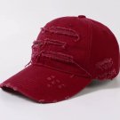 Ripped Rimmed Baseball Hats Men Women Casual Shade Outdoor Red Cap