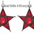 SET OF 2 Red Glass Star Lantern