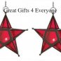 SET OF 2 Red Glass Star Lantern
