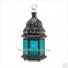 SET OF 2 BLUE GLASS MOROCCAN LANTERNS
