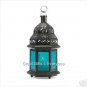 SET OF 2 BLUE GLASS MOROCCAN LANTERNS