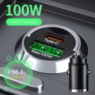 100W Mini Car Charger PD Type C Fast Charging For iPhone 15 Samsung Xiaomi Huawei