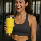 BOUSSAC - Stainless Steel Car Thermos, 30oz Water Cup - Yellow