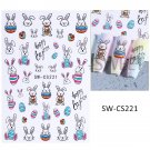 Easter Bunny Nail Art Stickers 3D Cute Adhesive Slider Decals Spring SW-CS 221