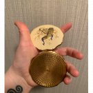 Stunning Vintage Kigu Of London Peacock Gold Toned Mirror Compact