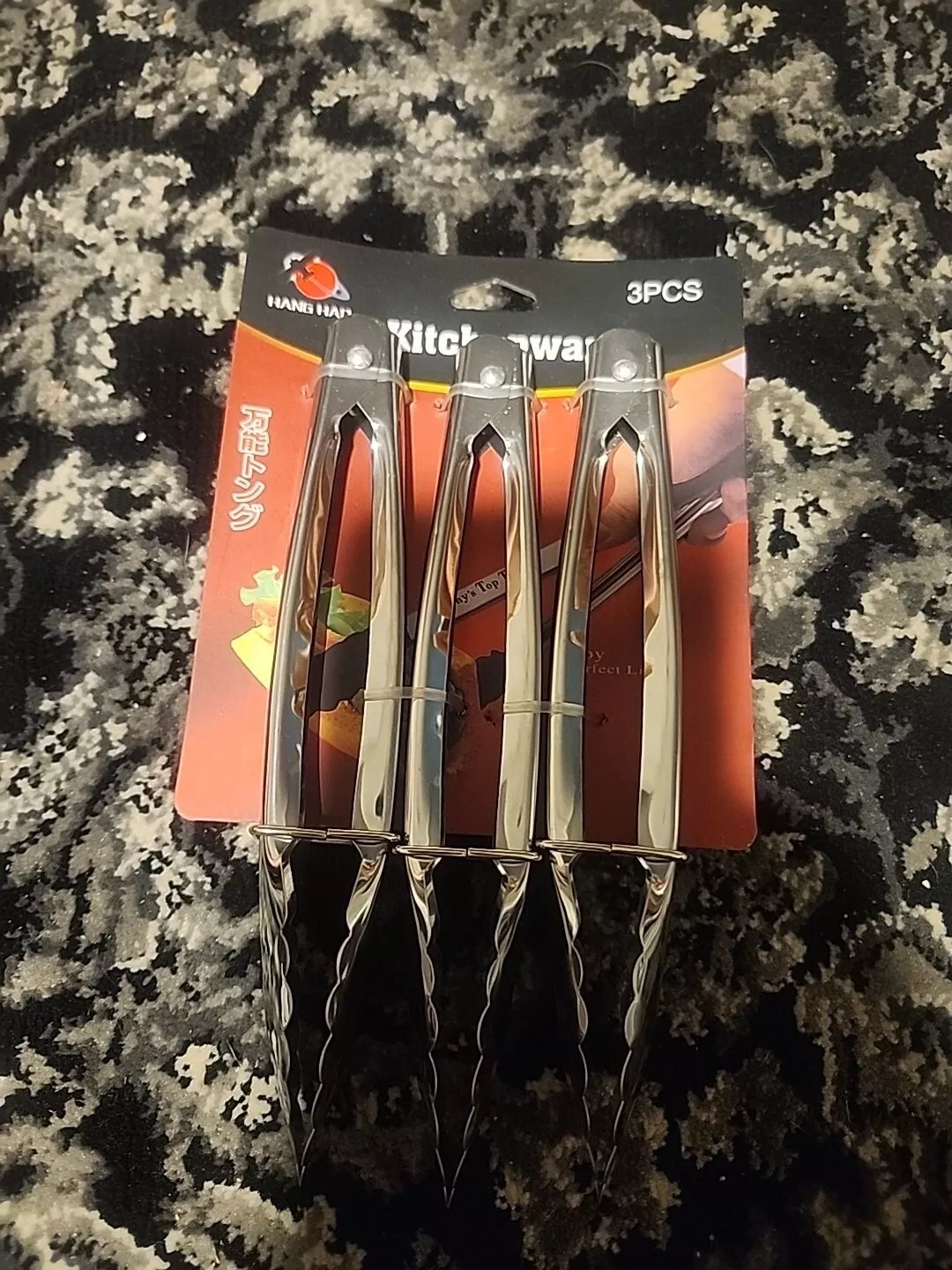LOT OF 3 pcs Metal Food Tongs Kitchen Grill BBQ Salad Cake Cooking 7" NEW
