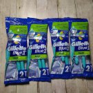 4 packs Gillette Blue II Plus Pivot 2 Disposable Razors Rasoirs (Total of 8)