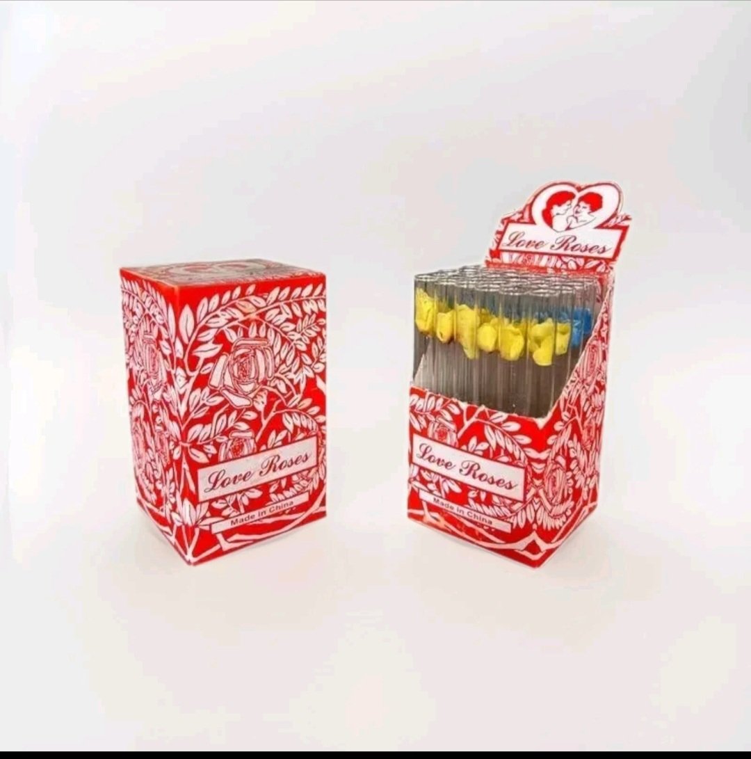 Love Roses glass straight tubes 1 box = 36 pcs