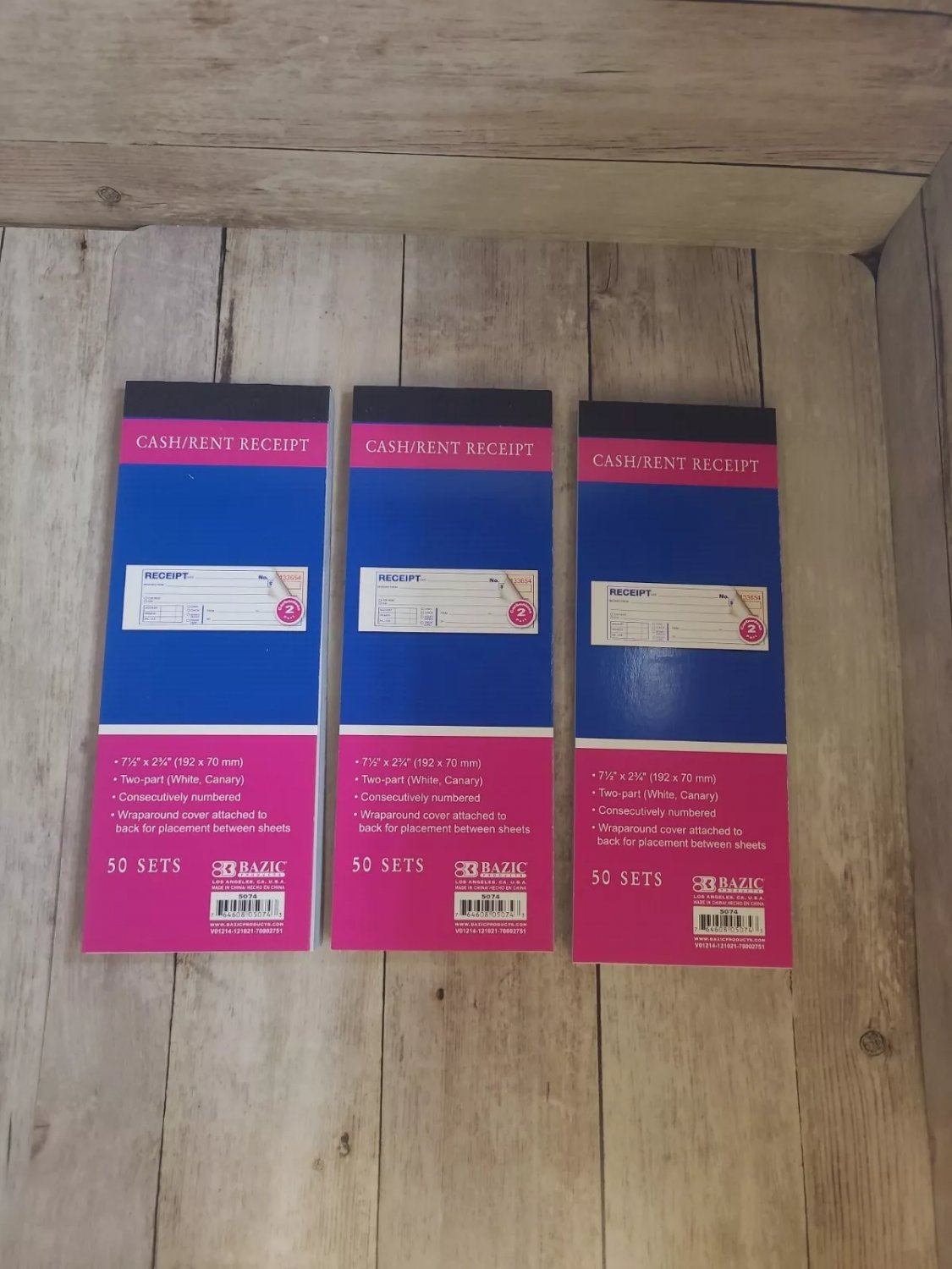 3 Pieces 2 Part Carbon less Cash/Rent Receipt Books Forms Invoice 50 Sets