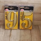 Nine five Polished Brass Metal 5" Flush House Address Numbers,Bold Readable Font