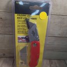 Folding Lock Back Utility Knife Blade Quick Change Plastic Handle + 5 Blades red