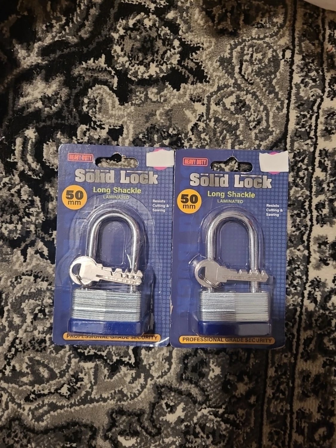 Heavy Duty Solid Lock Long Shackle Padlock 50mm/Protect your Valuables Lot Of 2