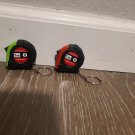 2 Retractable Ruler Tape Measure Key Chain Mini Pocket Size Metric 1m red green