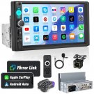 Single 1Din 7" Touch Screen Stereo Bluetooth Radio Car Apple/Android Carplay GPS