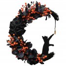 Halloween Wreaths For Front Door Moon Cat Wreath With Rose Gothic Wreaths Decor