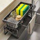 Black Aluminum Kitchen Sink Sponge Organizer Rack with Towel Holder Rust Free