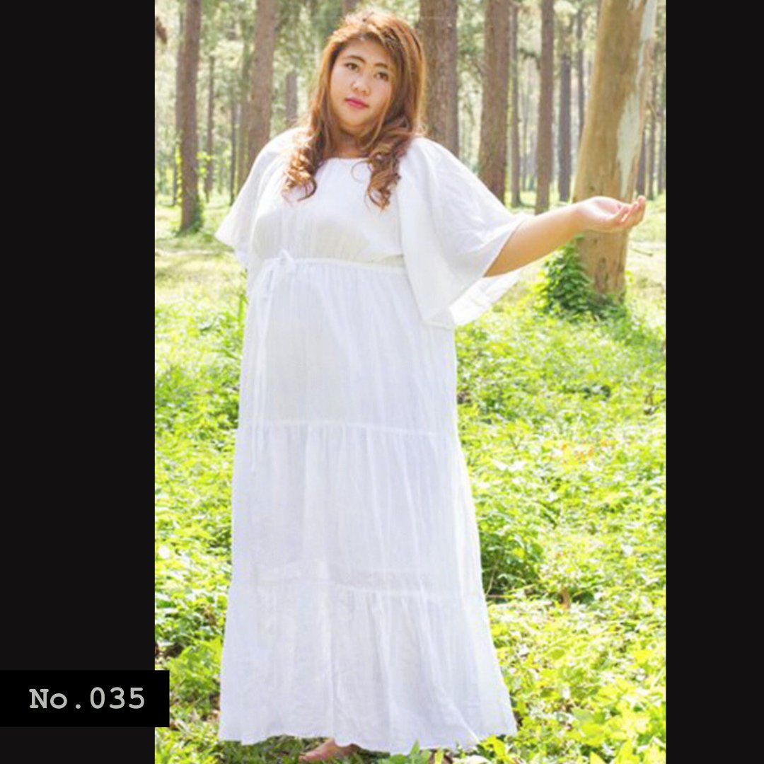 No.035 - Handmade Plus Size 1X,2X,3X,4X,5X,6X,7X Women's Clothing Peasant Bell Sleeve Maxi Dress