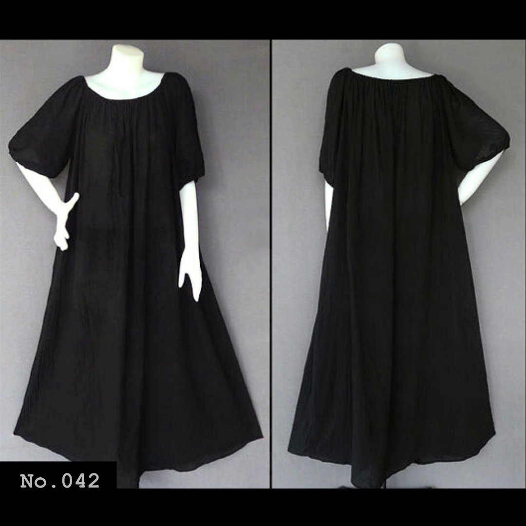 No.042 - Curvy Plus Size 1X,2X,3X,4X,5X,6X,7X Peasant Baby Doll Sleeve Women's Maxi Long Dress