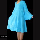 No.081 - Clothing Plus Size 1X,2X,3X,4X,5X,6X,7X Gauze Cotton Bell Sleeve Gypsy Boho Flowy Dress