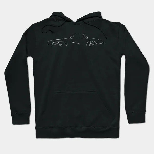 1958 Chevy C1 Corvette - Stencil Profile, White Hoodie