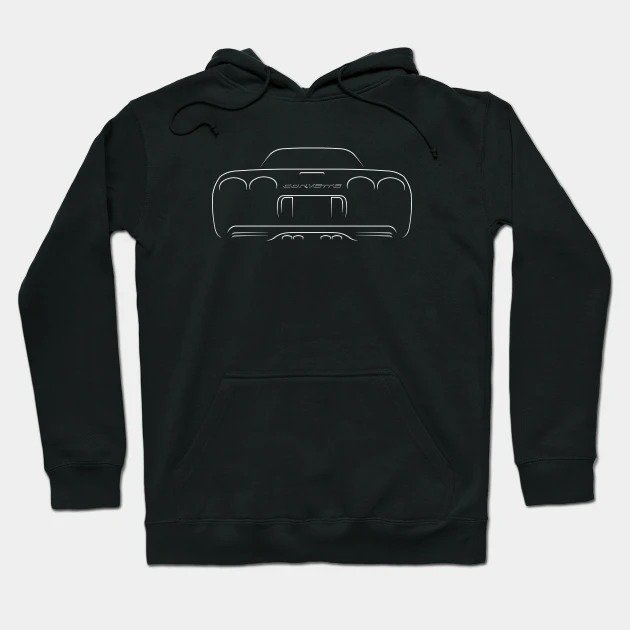 Chevrolet Corvette C5 Z06 - Rear Stencil, White Hoodie