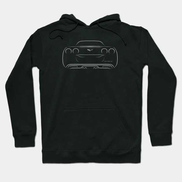 Chevrolet Corvette C6 - Rear Stencil, White Hoodie