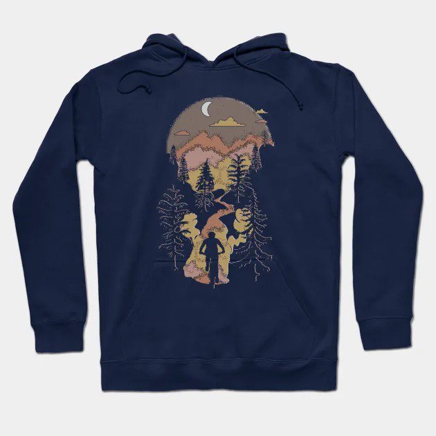 Mountain Biking Moon Bliss Trail Bike Rider Silhouette Browns Hoodie