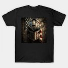 American Flag Spartan Helmet Art T-Shirt